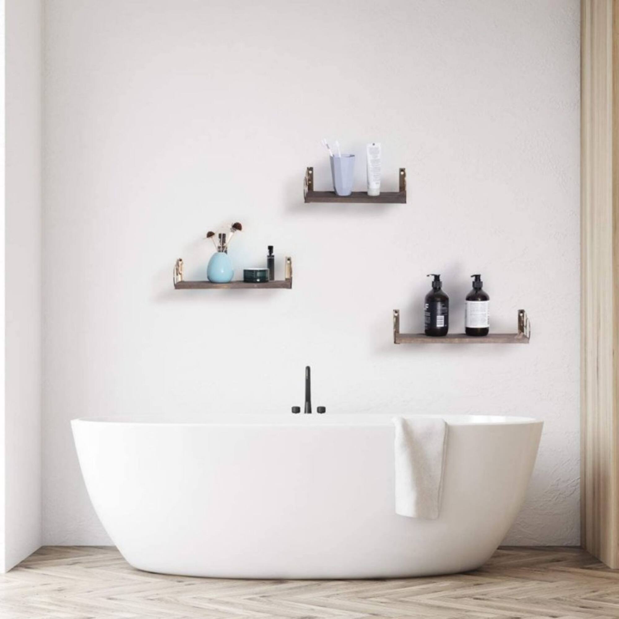 Rustic Wood Floating Shelves Set